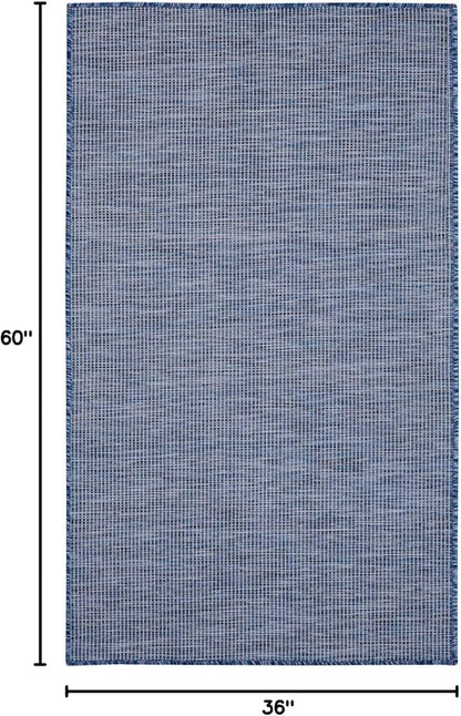 Nourison Positano Indoor/Outdoor Navy Blue 3' x 5' Area Rug, Easy Cleaning, Non Shedding, Bed Room, Living Room, Dining Room, Backyard, Deck, Patio (3x5)