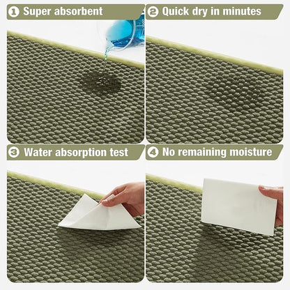 Bathroom Rugs Non Slip Washable, Super Absorbent Thin Bath Mat Quick Dry Low Pile Bathroom Rug, Sage 24"x36"