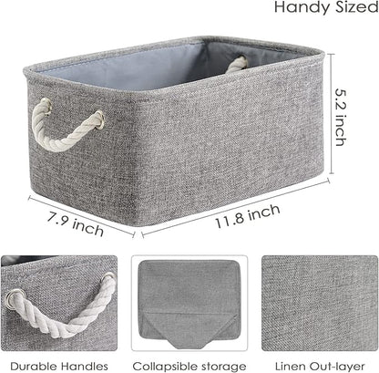 TheWarmHome Storage Bins for Shelves - 11.8x7.9x5.2 inch Grey Small Storage Baskets for Organizing, Fabric Storage Cubes Closet Organizer for Home Nursery Gift Decorative (Gray)