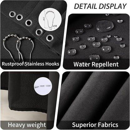 Bathroom Accessories Set - 23 PC Bathroom Sets with Shower Curtain and Rugs, Black Bathroom Set, Luxurious Stainless Steel Bathroom Trash Can, Toilet Brush & Soap Dish