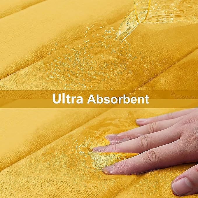 Buganda Memory Foam Bath Mat, 30" x 20", Ultra Soft and Non-Slip Bathroom Rugs, Water Absorbent and Machine Washable Bath Rug for Bathroom, Shower, and Tub, Yellow