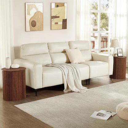 AVZEAR Small Round Side Table Fluted Night Stand Set of 2, 17.7" Mid Century Modern End Table, Circle Bedside Tables Wood Nightstands for Small Spaces, Living Room, Bedroom (Rustic Walnut)