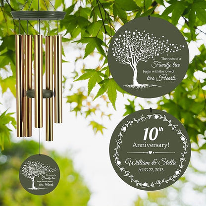 ASTARIN Tree of Life Wind Chimes, Personalized Wind Chimes for 50th Anniversary for Parents Couple, Romantic Idea for Mom Dad Keepsake Gifts