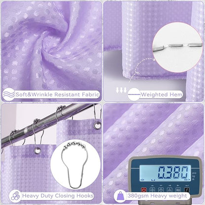 Purple Bathroom Set, Purple Bathroom Accessories Set with Shower Curtain, Bath Towel Set, Trash Can, 2PCS Soap Dispensers, Soap Dish, Toothbrush Holder and Cup,Toilet Brush for Bathroom Decor
