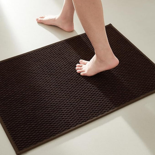 Bathroom Rugs Non Slip Washable, Super Absorbent Thin Bath Mat Small Quick Dry Low Pile Bathroom Rug, Brown 20"x30"