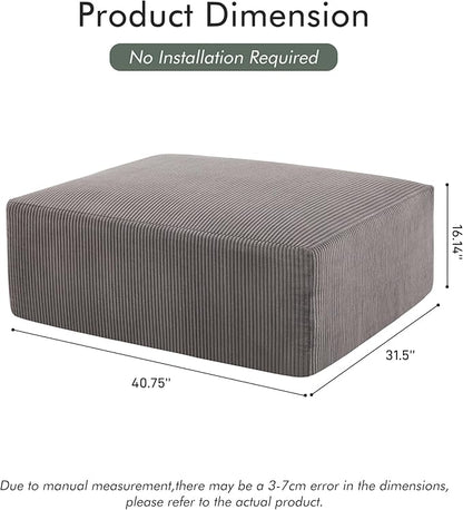 40" Square Stuffed Ottoman Pouf for Sofa Couch, Corduroy Poufs with Foam Chunk Filling, Furry & Fluffy Foot Stool Movable Ottoman. 40 * 31 Floor Poufs Foot Rest for Living Room, Grey