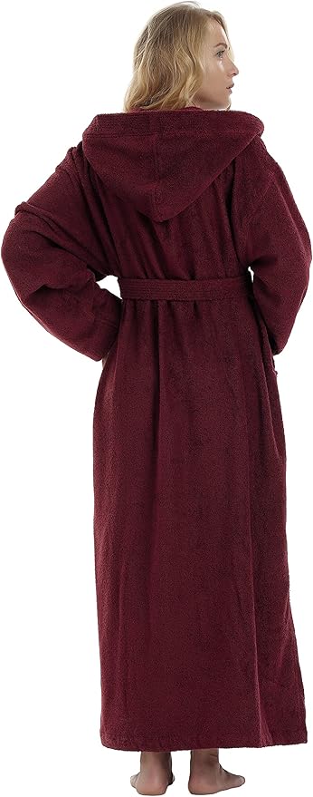 Arus Women's Pacific Hooded Turkish Cotton Bath Robe with Full Length Options