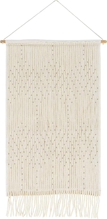 Mark&Day Wall Art, Schlublberg Modern Farmhouse Ivory Macrame Tapestry Wall Hanging for Living Room, Bedroom, Office or Kitchen (36"H x 24"W)