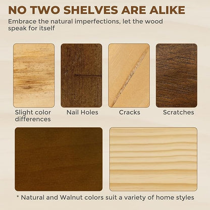 RICHFOCUS Live Edge Wood Floating Shelves for Wall 36" Natural Solid Wood Wall Mounted Shelf|8 Inch Deep Wooden Floating Shelves with Invisible Bracket for Bathroom Kitchen Room|2Pcs, Natural