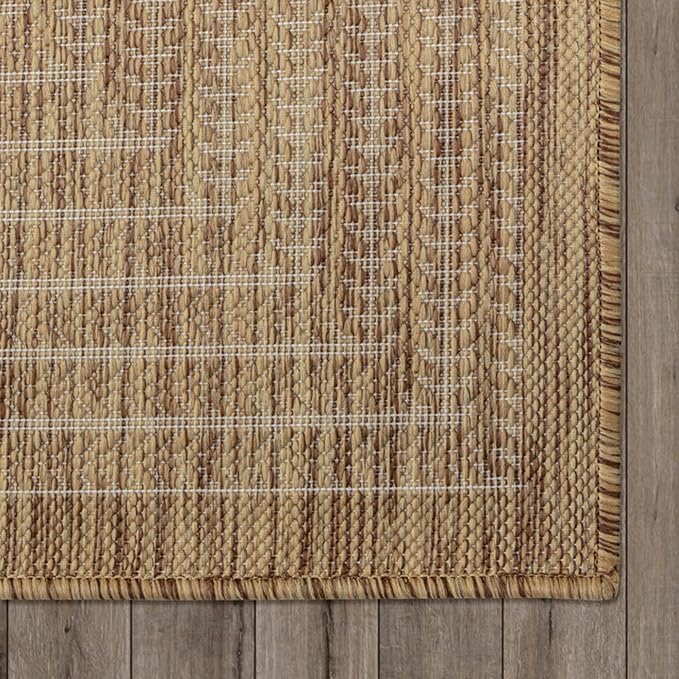 Adiva Rugs Outdoor Indoor Area Rug, Weather Resistant, Easy to Clean, Stain Resistant Floor Mat for Dining Room, Backyard, Deck, Patio (Wooden, 6' x 9')