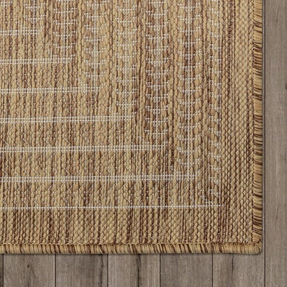 Adiva Rugs Outdoor Indoor Area Rug, Weather Resistant, Easy to Clean, Stain Resistant Floor Mat for Dining Room, Backyard, Deck, Patio (Wooden, 6' x 9')
