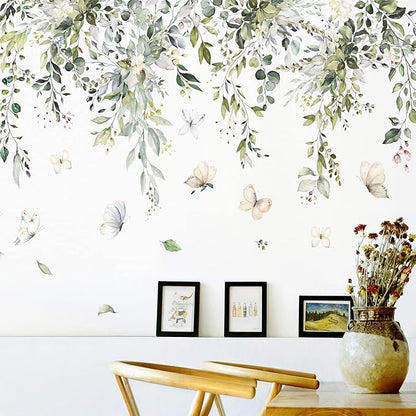 Amaonm Creative Removable Rainforest Plants Wall Decals Hanging Green Leaves and Vines Wall Stickers 3D Home Wall Corner Background Decoration Decor for Kids Girls Bedroom Nursery Offices Living Room