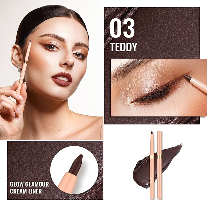 Oulac Waterproof Eyeliner Pencil Set - Smooth and Creamy, Retractable Eye Makeup for Precision Application, Vegan & Cruelty-Free