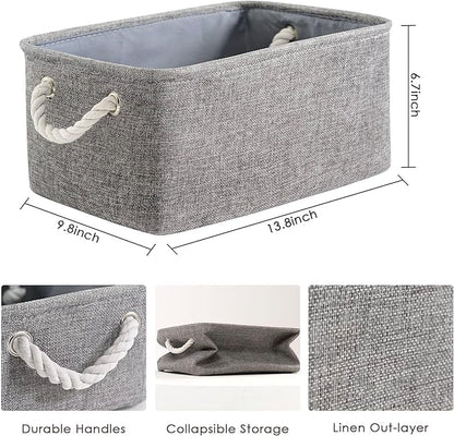 TheWarmHome Storage Bins Basket - Storage Baskets for Organizing Shelves,Home Closet Organizer for Book Shelf Organization,Fabric Storage Cubes,Medium Decorative Grey Basket Gift