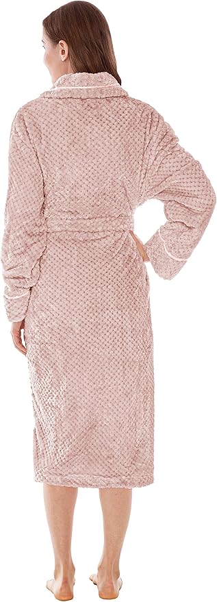 PAVILIA Women Plush Fleece Robe, Soft Textured Bathrobe, Lady Cozy Spa Long Robe