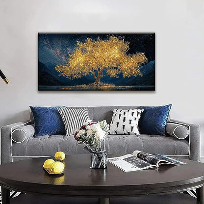 Wall Art For Living Room Gold Tree Of Life Landscape Print Painting Modern Canvas Art Wall Decor Prints Abstract Wall Decor Picture For Bedroom Apartment Office Wall Artwork Can Be Hung 24"X48"