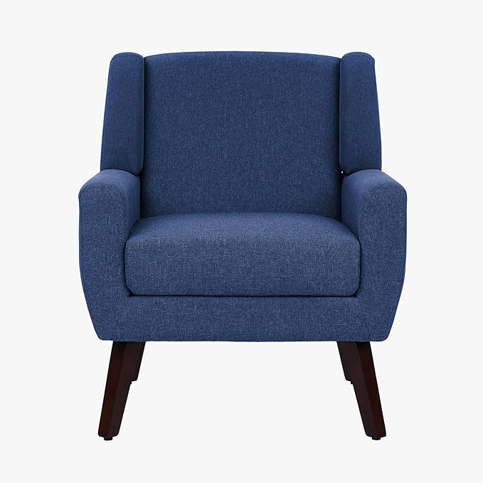 UIXE Accent Chairs Set of 2, Fabric Upholstered Armchair for Living Room, Comfy Arm Chair Single Sofa Bedroom Side Reading Seat - Flax Blue