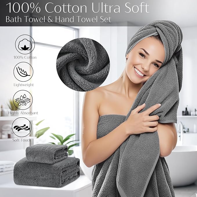 32PCS Bathroom Accessories Set Bathroom Set,Grey Shower Curtain Set,Bath Towel Set,Hand Towel,Toilet Brush,Trash Can & 3PCS Soap Dispenser