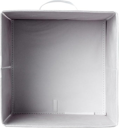 Amazon Basics Collapsible Fabric Storage Cubes Organizer with Handles, Sturdy, White, 10.5-x-10.5-x-11-inch, Pack of 6