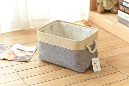 TheWarmHome Storage Basket - 15.7L×11.8W×8.3H 1 Pack Large Baskets for Organizing Shelves, Storage Bins for Clothes Book Shelf Home Fabric Storage Cubes (Gold and Grey)