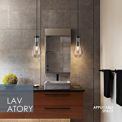 Raindrop Pendant Light, Black Glass Pendant Lighting, Hand Blown Teardrops Modern Hanging Light for Entryway Foyer Stairway Kitchen Island Bedroom Dining Living Room Hallway