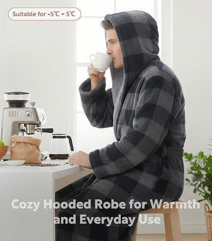 DAVID ARCHY Men's Soft Fleece Plush Robe Full Length Long Bathrobe