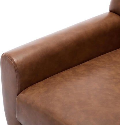 UIXE Faux Leather Accent Chairs Set of 4, Modern Arm Club Chair Upholstered Armchair for Living Room, Comfy Single Sofa Seats Button Tufted Reading Seating, Coffee