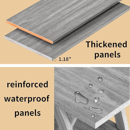 47” Wood Coffee Tables for Living Room Rustic Stands with Storage Shelf Grey Coffee Tables for Living Room Farmhouse Center Stands with Shelf Farmhouse Rectangle Center Table