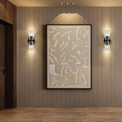 Black Crystal Wall Sconces Set of Two, Wall Sconce Set of 2, Black Sconces Wall Lighting with K9 Crystal Lampshade, Wall Lights for Bedroom Living Room Bathroom Hallway