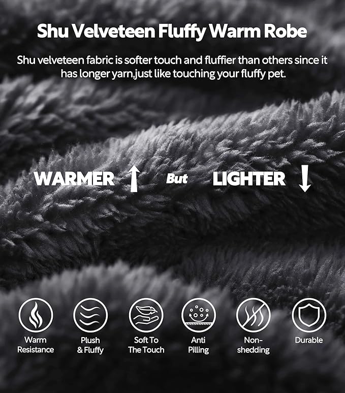 DAVID ARCHY Men's Soft Fleece Plush Robe Full Length Long Bathrobe