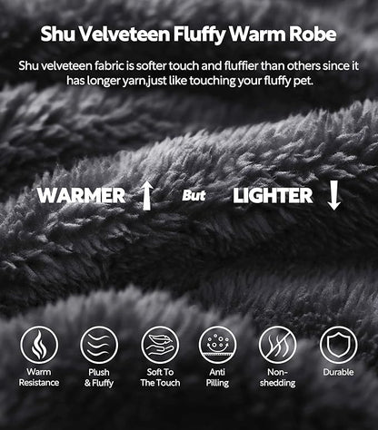 DAVID ARCHY Men's Soft Fleece Plush Robe Full Length Long Bathrobe