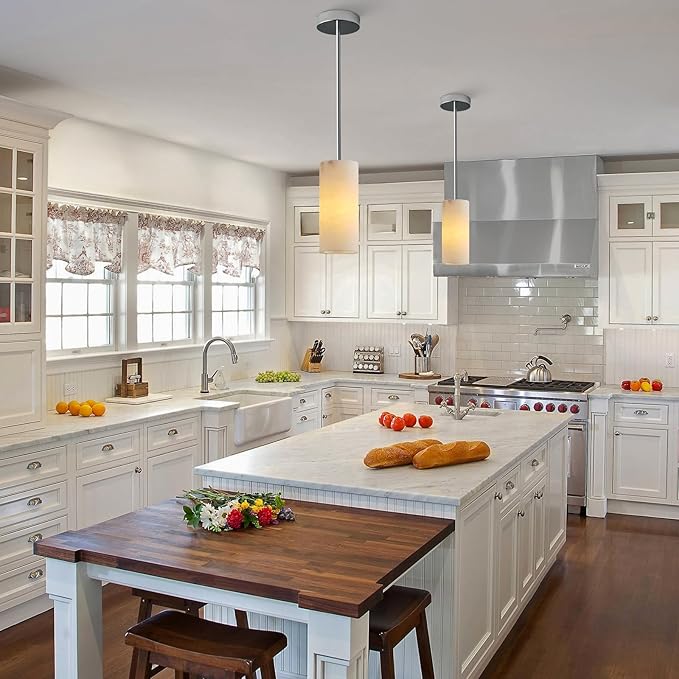 Alabaster Pendant Light Kitchen Island, H-9.5in Nickel Pendant Light Fixtures with Natural Marble Shade, Adjustable Ceiling Pendant for Dining Room, Living Room, Bedroom & Bathroom