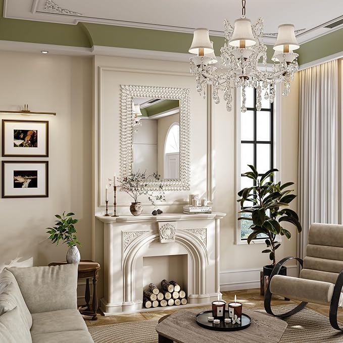 Kelly Miller Large Jeweled Mirror for Wall Decor, 28"x40" Luxury Sparkling Diamond Mirror Beveled Modern Wall Decoration for Bathroom, Living Room, Bedroom, Hallway, Entryway