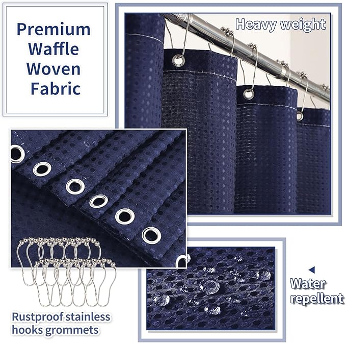 30PC Bathroom Accessories Set - Gorgeous Navy Blue Bathroom Set, Bathroom Accessory Set, Navy Blue Shower Curtain Set with Shower Caddy