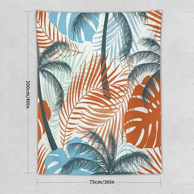 ICMOLYYENLO Palm Leaf Tapestry Wall Hanging, Tropical Leaves Plant Jungle Green Hawaiian Art Home Decor for Guest Bedroom Living Room Dormitory 50x60 Inch