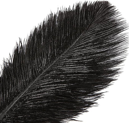 THARAHT Black Ostrich Feathers 12pcs Large Natural Bulk 12-14Inch 30cm-35cm for Wedding Party Centerpieces Halloween and Home Decoration Feathers