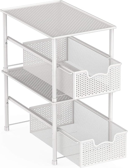 Simple Houseware Stackable Under Sink Cabinet Sliding Basket Organizer Drawer, White