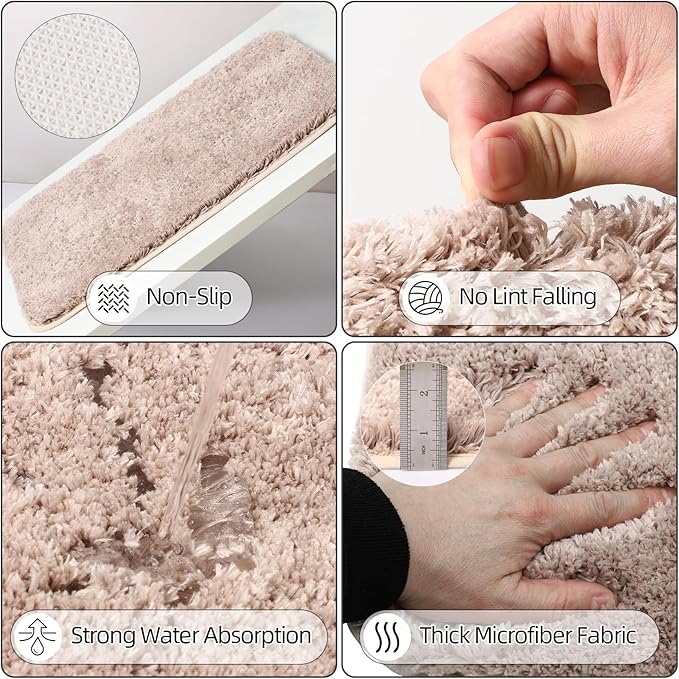 Bathroom Accessory Set–Bathroom Set with Shower Curtain and Rugs, No Slip Bathroom Rugs Super Absorbent,White Ombre Waterproof Shower Curtain with Hooks, White Bathroom Sets Complete for Home