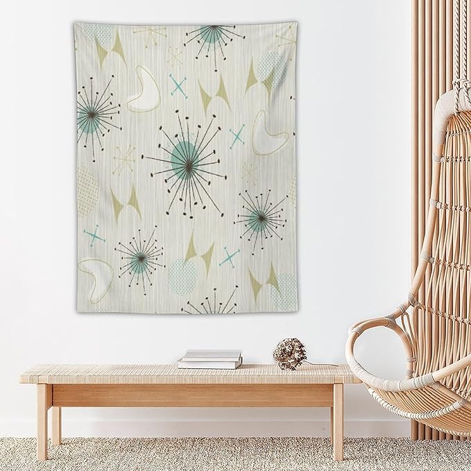 ICMOLYYENLO Boho Medieval Cat Tapestry, Abstract Atomic Starburst Geometric Aesthetic Art Wall Hanging For Bedroom Living Room Dormitory 50x60 Inches