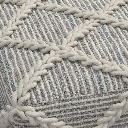 SIMPLIHOME Cowan Contemporary Square Pouf in Grey, Natural Handloom Woven for the Living Room, Bedroom and Kids Room