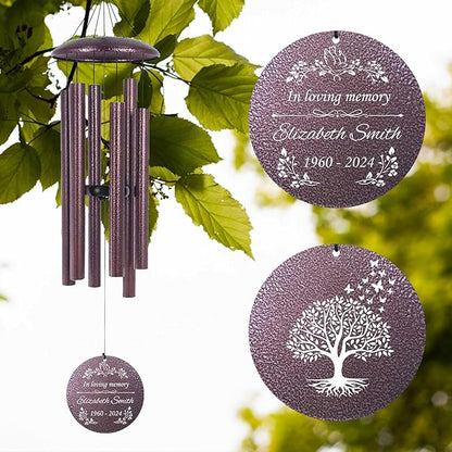 ASTARIN Memorial Wind Chimes Personalized, Bereavement Condolence Gifts for Loss of Mother Husband Wife, Customized Wind Chimes for Outside Deep Tone(Produced in USA)