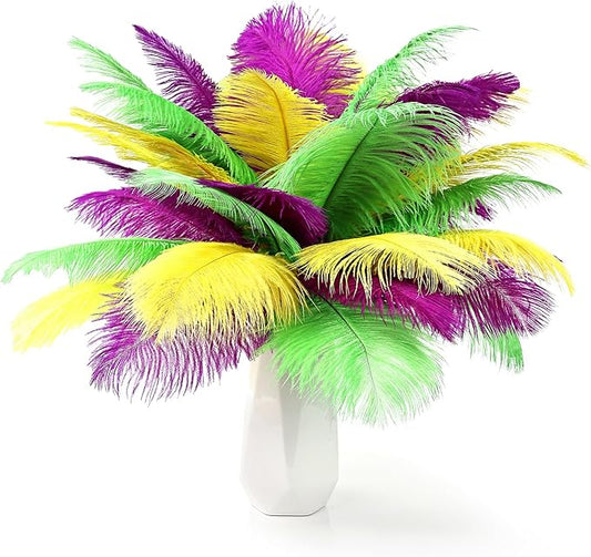 THARAHT Light Yellow Ostrich Feathers 24pcs Natural Bulk 8-10Inch 20cm-25cm for Wedding Party Centerpieces Easter Gatsbi and Home Decoration Feathers