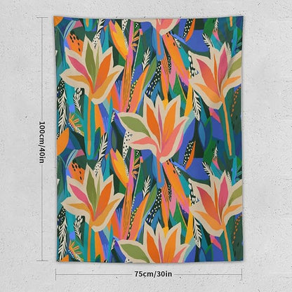 ICMOLYYENLO Boho Green Leaves Tapestry, Mid Century Abstract Tropical Palm Leaves Modern Minimalist Geometric Wall Hanging, Neutral Home Decor Art for Living Room Bedroom Dorm 40x60 Inch