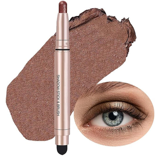 Brown Eyeshadow Stick Makeup, Waterproof Hypoallergenic Long Lasting Cream Eye Shadow Pencil, Highlighter Matte Crayon eyes liner, Glitter Primer Palette Shimmer Eyeliner Pen
