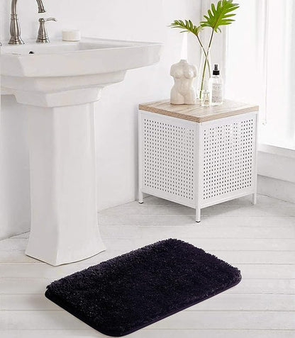 Suchtale High Pile Bath Mat, 16'' x 24'', Dark Purple, Non Slip, Machine Washable, Absorbent, Soft Microfiber, Bathroom Rug