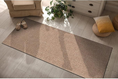 CAMILSON Indoor and Outdoor Runner Rug Natural Solid Boho Woven Design Easy-Cleaning Non Shedding Farmhouse Living Room Bedroom Garden Patio and Kitchen Washable Outside Carpet Alfombras (2x7)