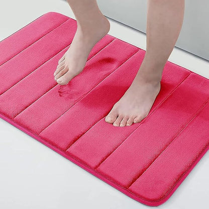 Buganda Memory Foam Bath Mat, 24" x 16", Ultra Soft and Non-Slip Bathroom Rugs, Water Absorbent and Machine Washable Bath Rug for Bathroom, Shower, and Tub, Deep Pink