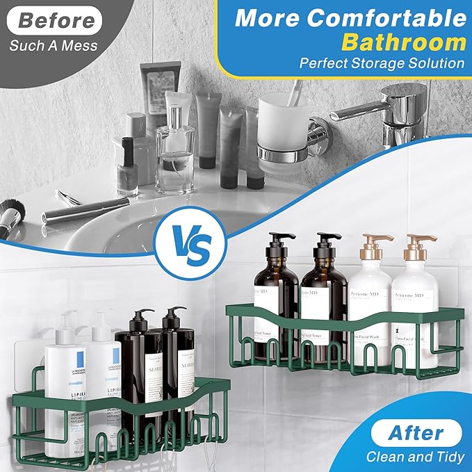 5-Pack Rustproof Stainless Steel Shower Caddy – No Drill Adhesive Bathroom Organizer with Large Capacity, Spacious Shower Shelves for Inside Shower, Kitchen & Home Decor Storage-XL Size