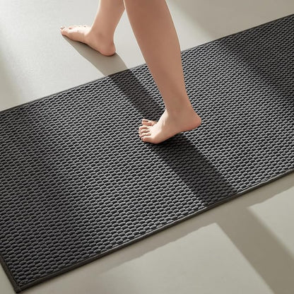 Bathroom Runner Rug, Long Bath Mat Washable Thin Quick Dry Low Pile Bathroom Runner Rugs 24 x 60 Non Slip, Dark Grey 24"x60"