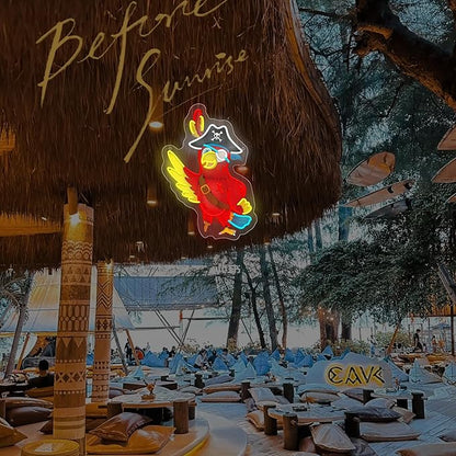 Pirate Parrot Neon Light - Pirate LED Light Wall Decor Ideal for Pirate Party Decorations Gifts for Friends